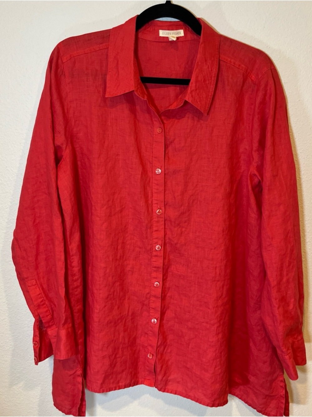 Eileen Fisher Woman’s Organic Handkerchief Linen Classic Collar Shirt M Regency